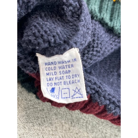 Vintage Tommy Hilfiger Sweater Men Small Rasta Trim Textured Knit Gray Hong Kong - Picture 10 of 11